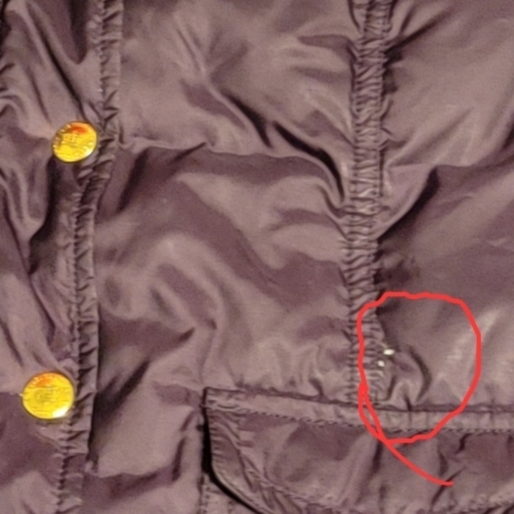 Juicy Couture dark purple down hooded bomber jacket with gold buttons Size Small - Picture 15 of 15